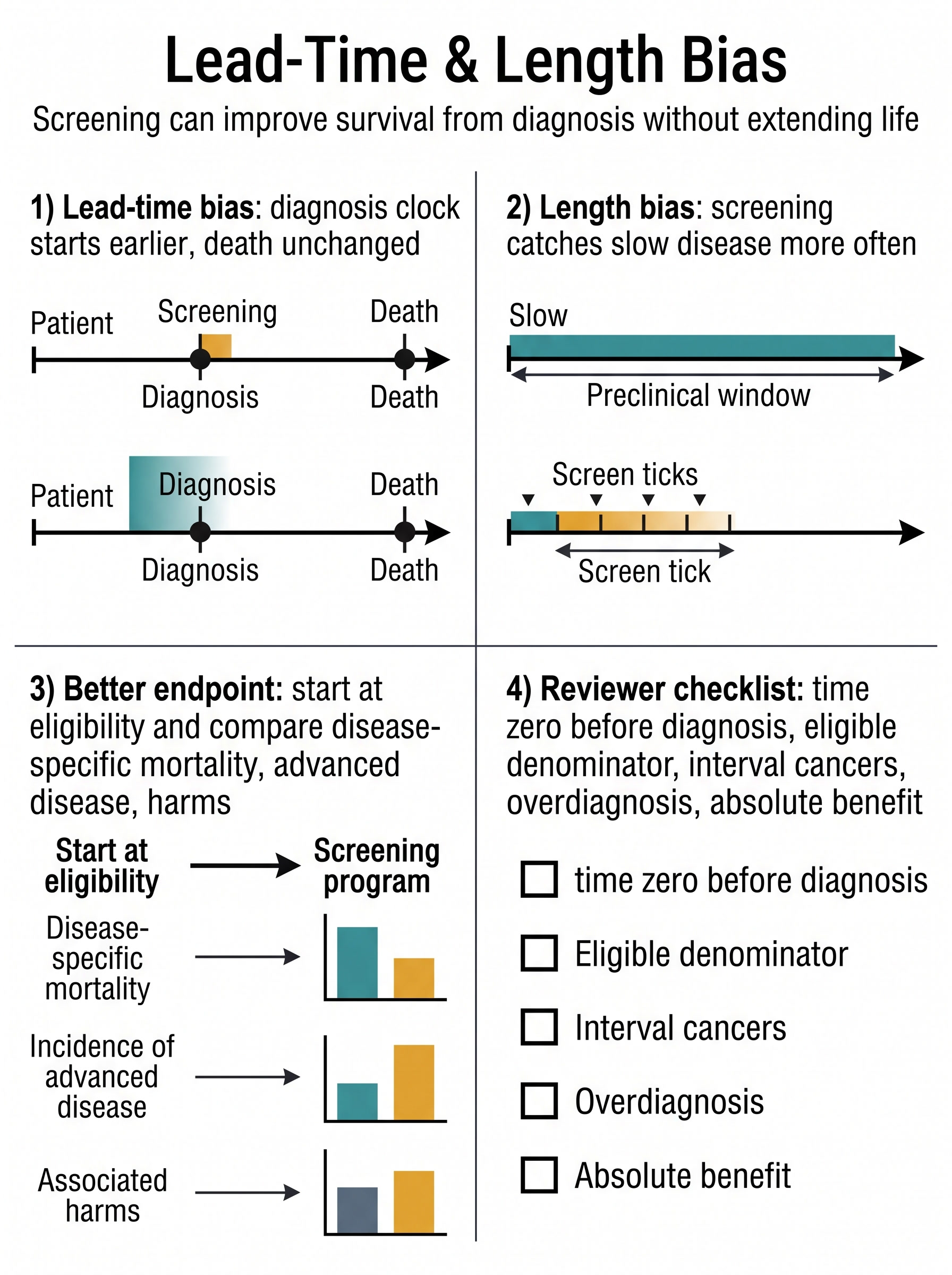 Lead-Time and Length Bias in Screening Studies Visual Guide