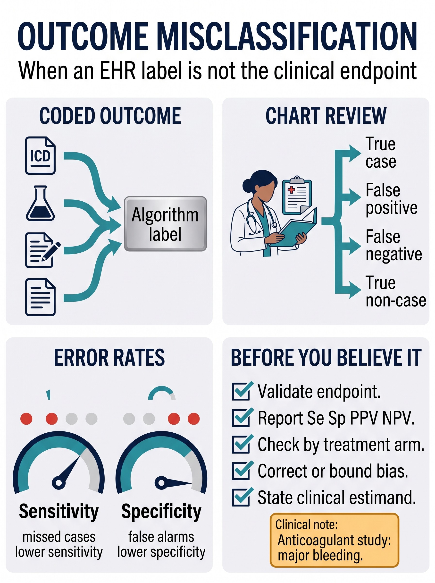 Outcome Misclassification and Validation Substudies Visual Guide